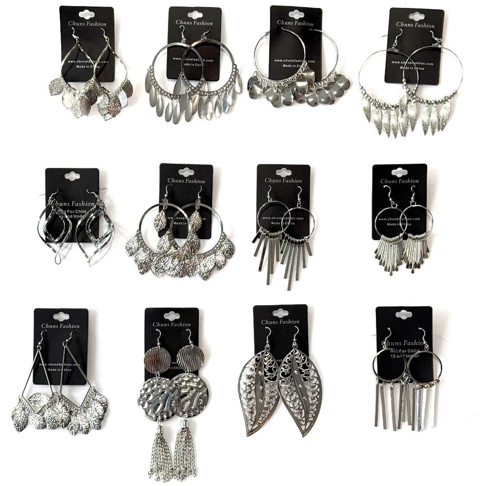 Ladies dress jewelry earrings (set of 12)